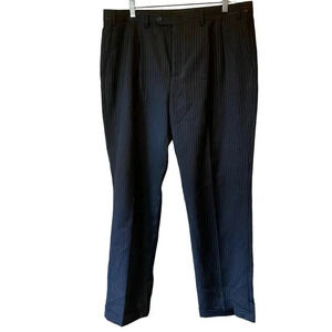 Lauren Ralph Lauren 100% Wool Men Black Gray Striped Dress Pants Size 42R Pocket